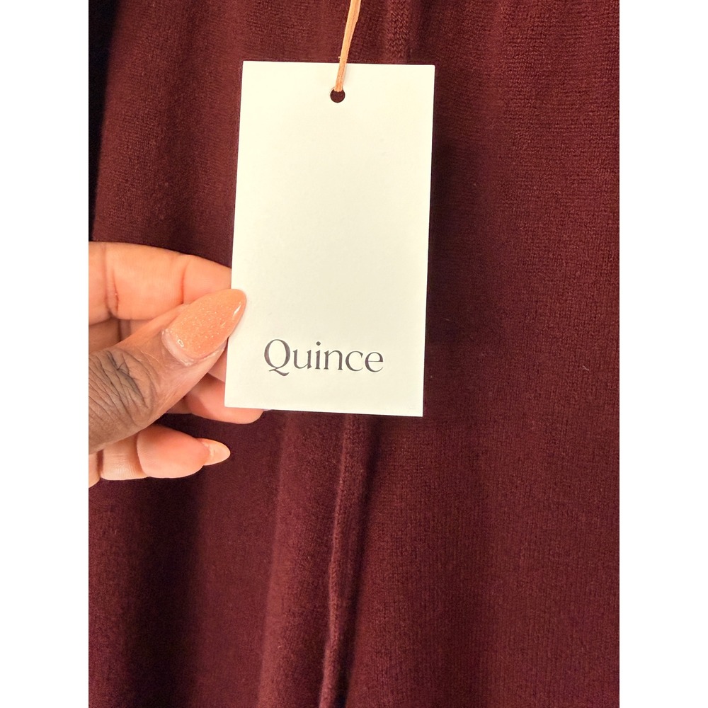 Quince Mongolian Cashmere Sweatpants Burgundy Pull On Stretch Knit Cozy Basic XL - Picture 8 of 12